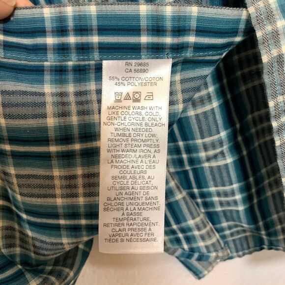 Pendleton Frontier Teal Blue Plaid Brown Pearl Snap Men's Size XL - Picture 7 of 7